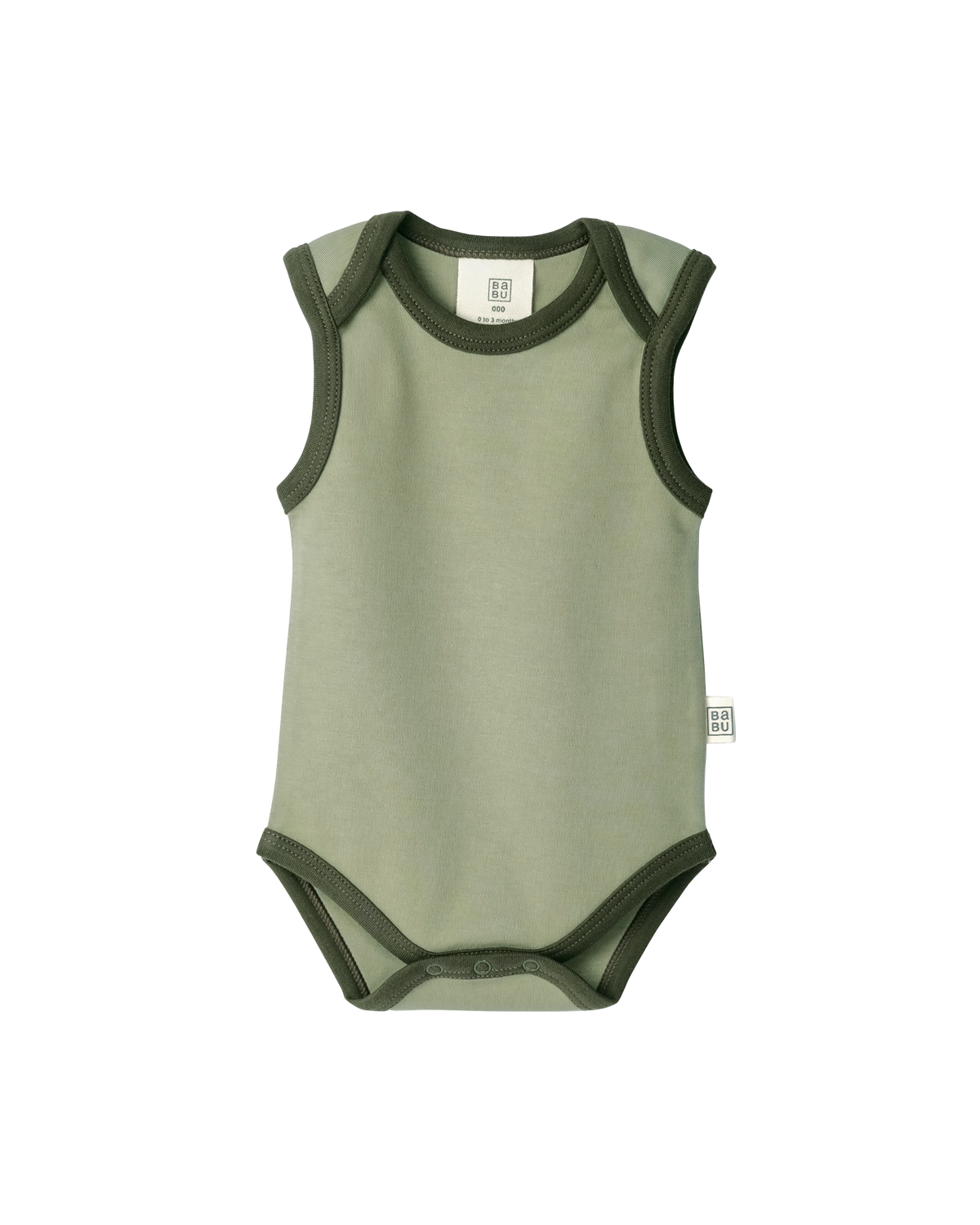 Cotton Singlet Bodysuit - Sage Contrast
