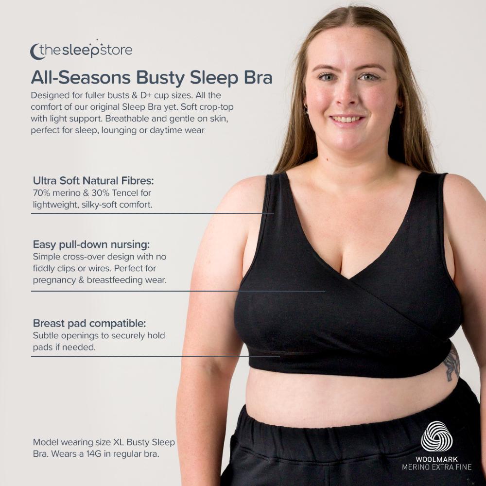 All Seasons Merino Sleep Bra - for D cup+ - Black