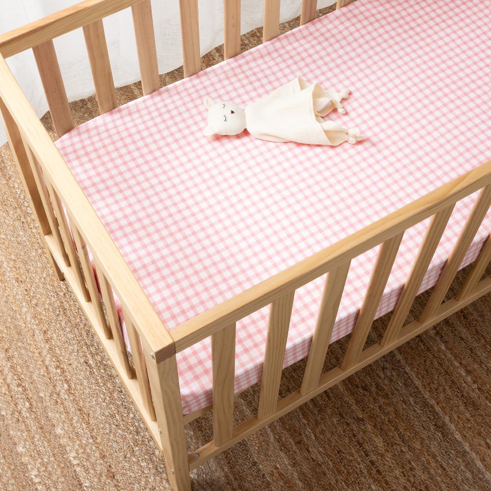 Cotton Cot Fitted Sheet - Charlie - Blush