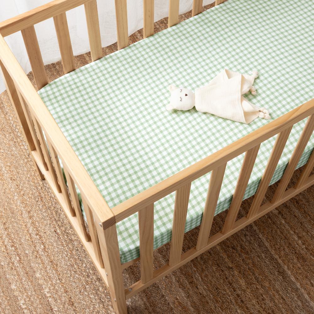 Cotton Cot Fitted Sheet - Charlie - Sage