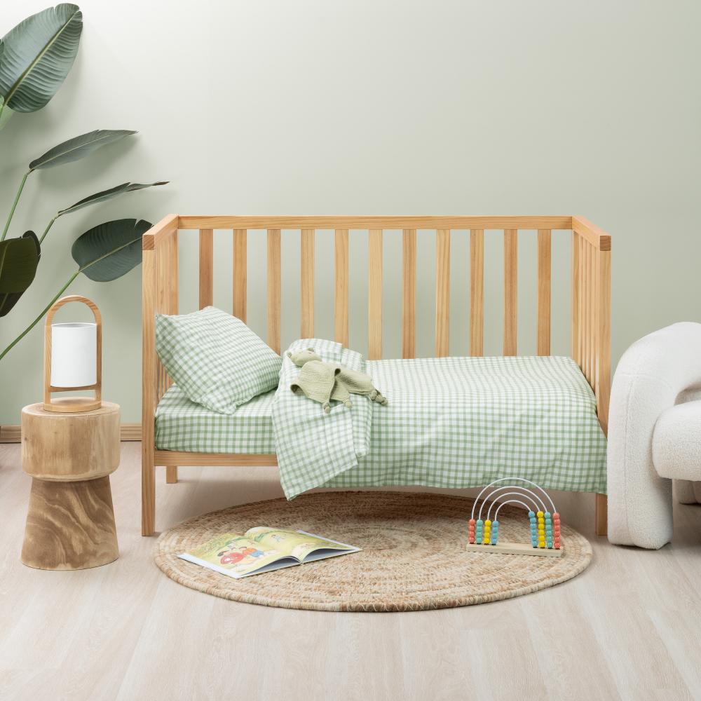 Cotton Cot Fitted Sheet - Charlie - Sage