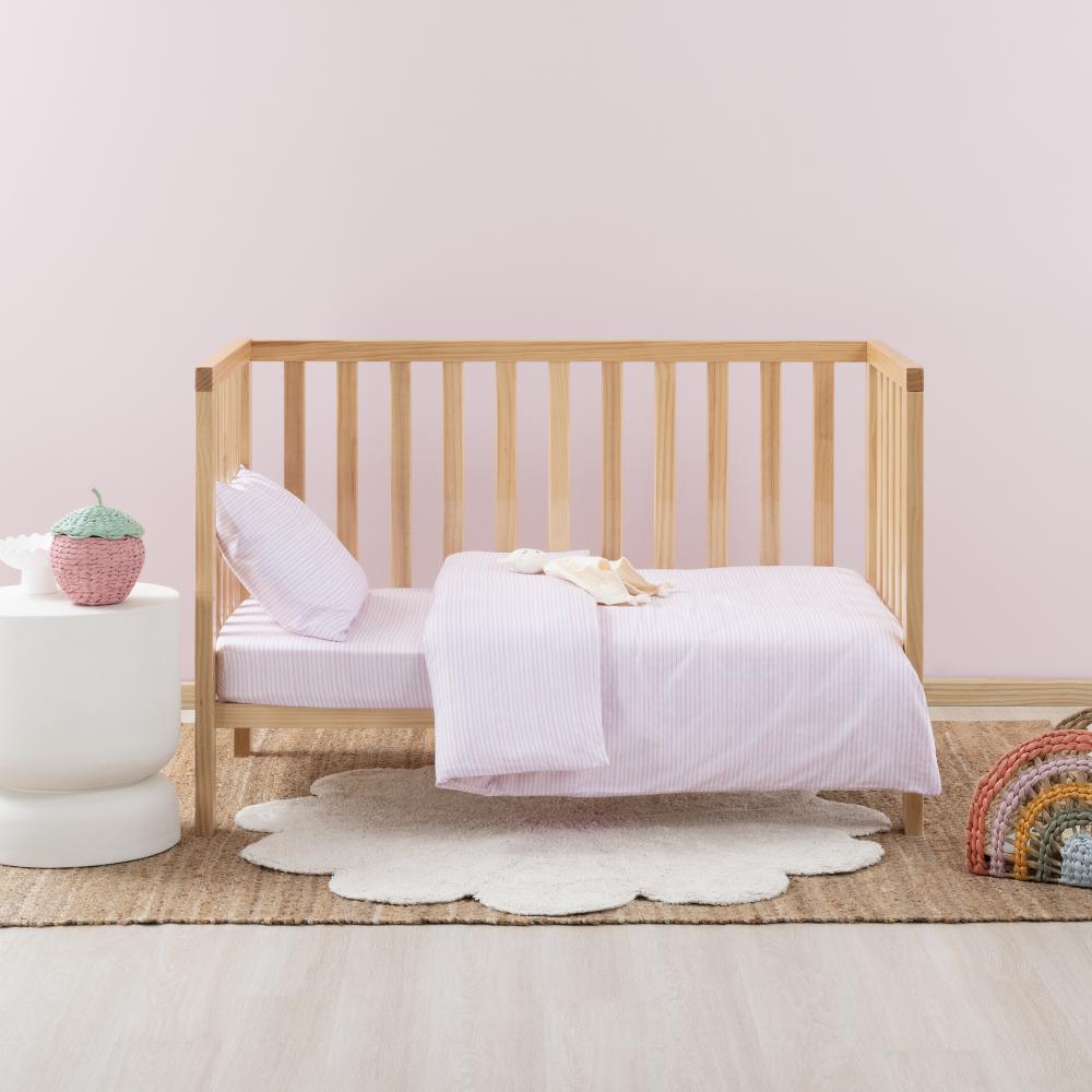 Cotton Cot Duvet Cover - Scribble Stripe Pink