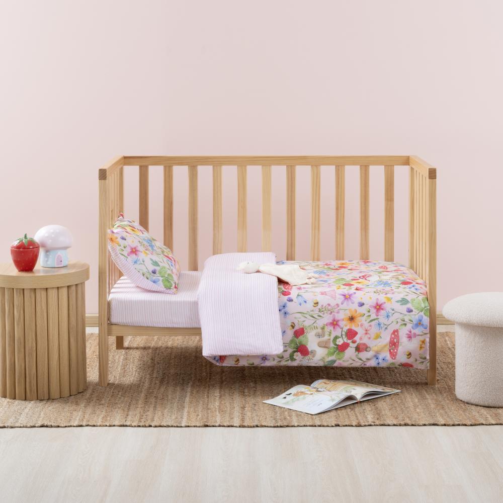 Cotton Cot Duvet Cover - Strawberry Meadow