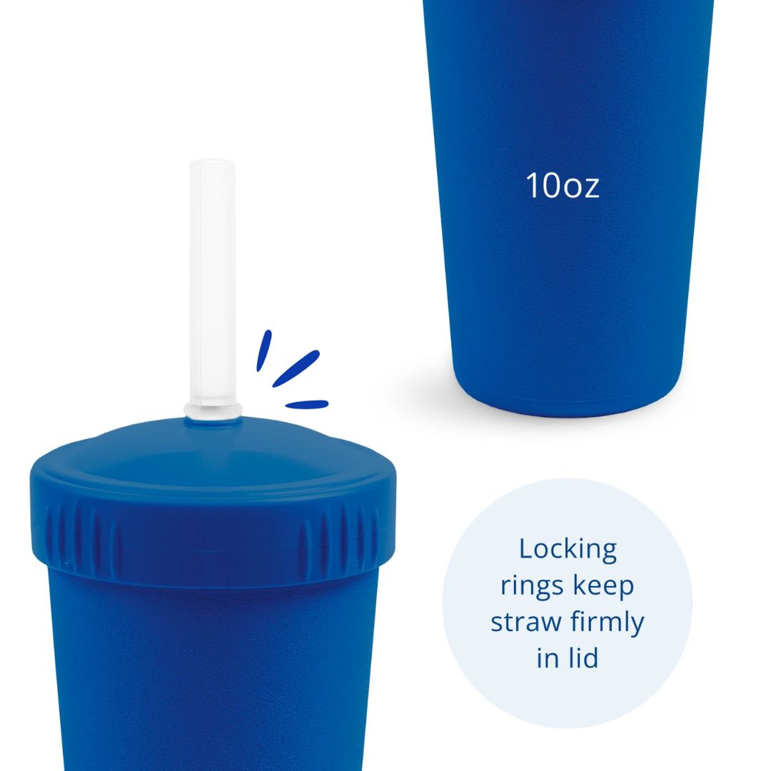 Straw Cup with Silicone Straw - Navy Blue