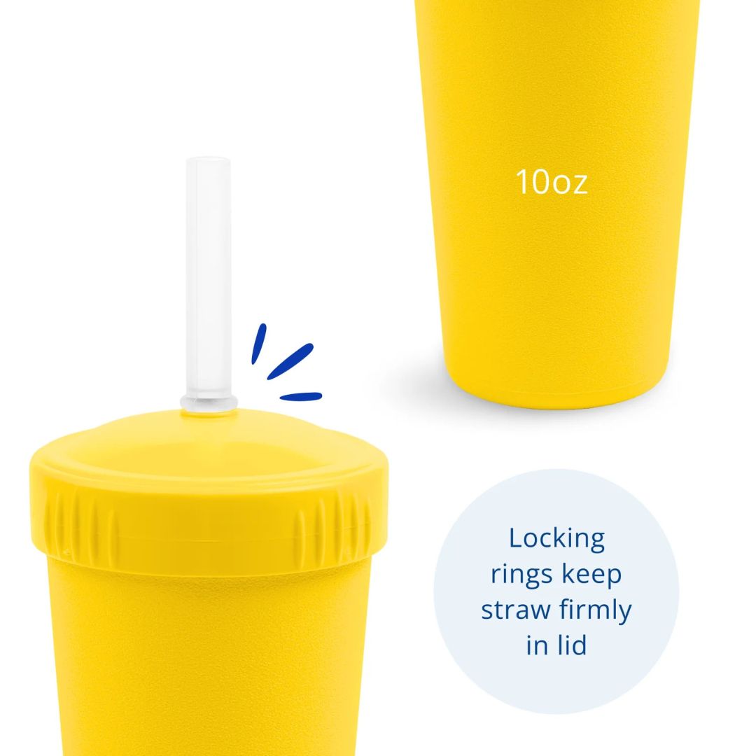 Straw Cup with Silicone Straw - Yellow