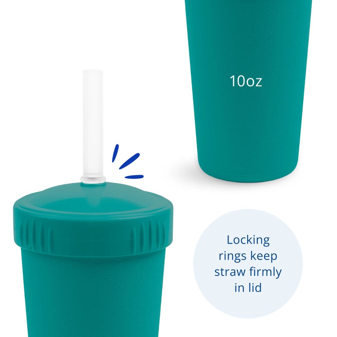 Straw Cup with Silicone Straw - Teal
