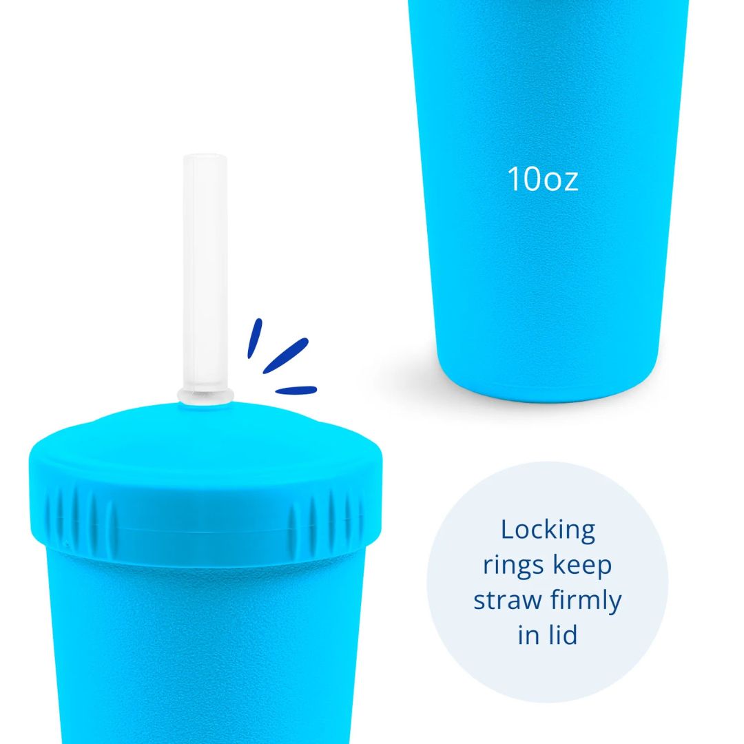 Straw Cup with Silicone Straw - Sky Blue