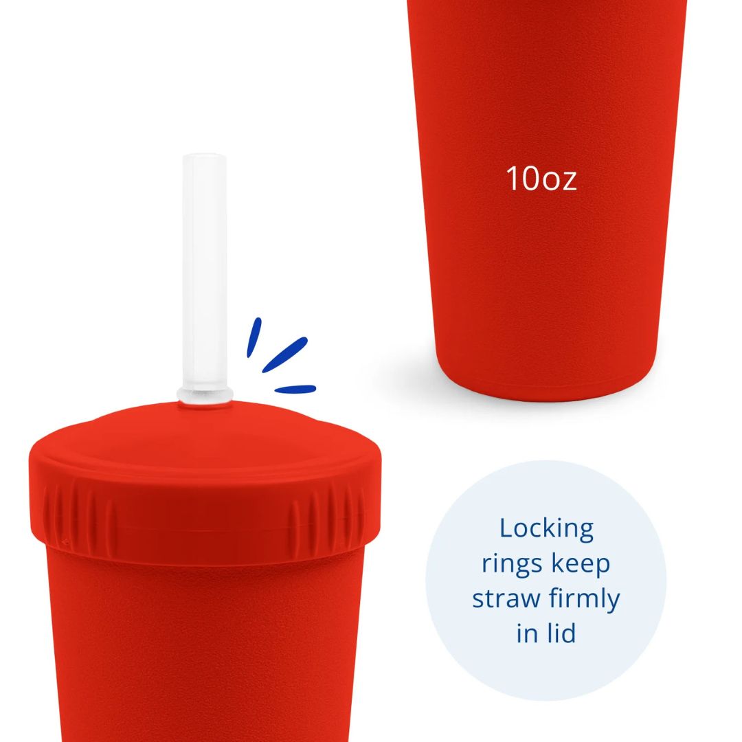 Straw Cup with Silicone Straw - Red