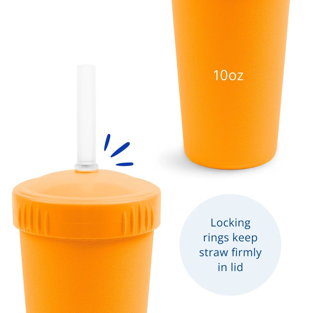 Straw Cup with Silicone Straw - Orange