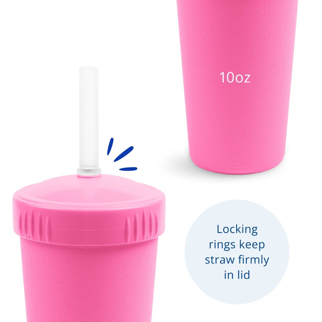 A  Re-Play Straw Cup with Silicone Straw - Bright Pink on a white background