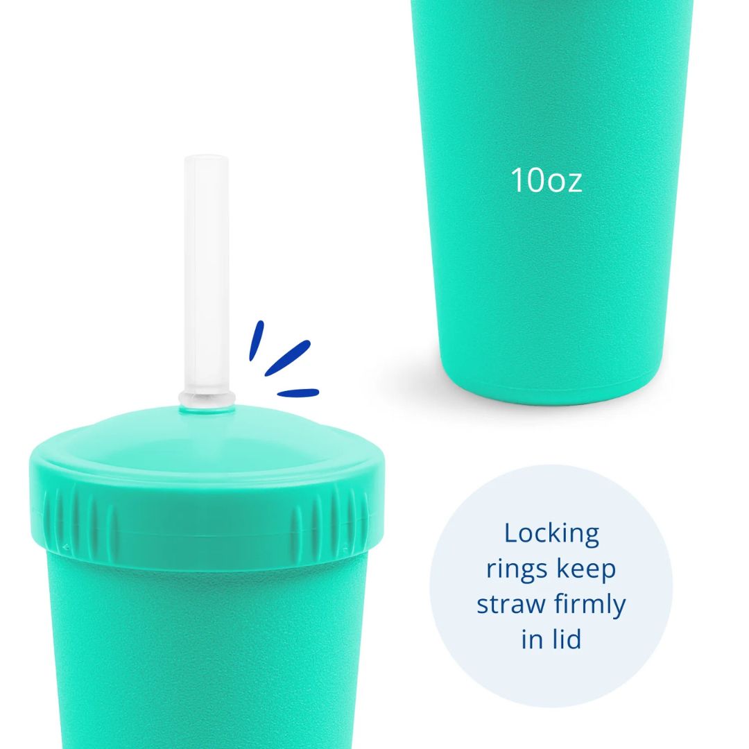 A  Re-Play Straw Cup with Silicone Straw - Aqua on a white background