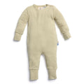 Sage green baby onesie on a white background