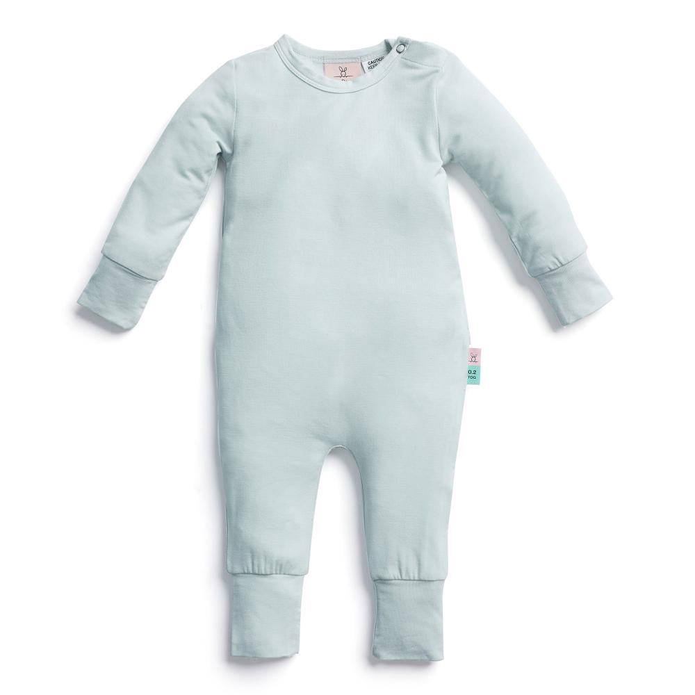 Light blue baby onesie on a white background