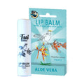 Tui Aloe Vera blue lip balm and package against white background.