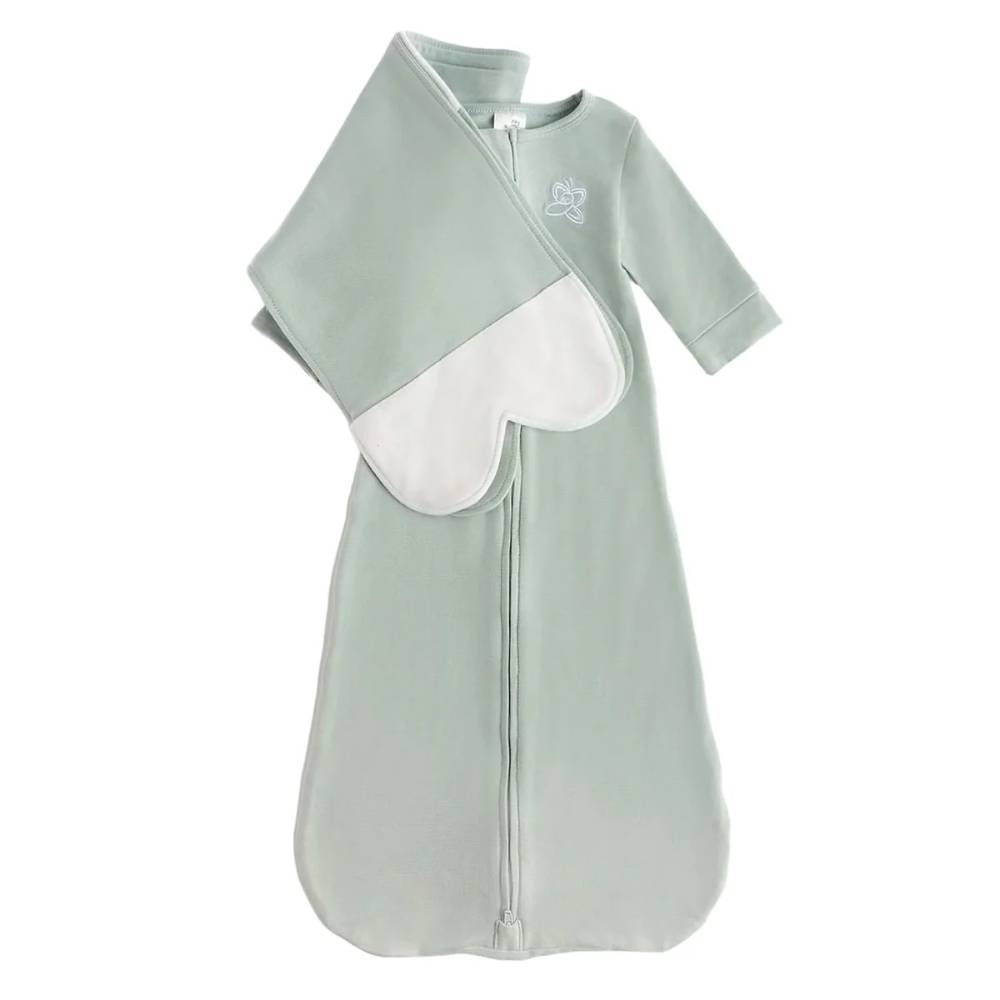 Green Butterfly swaddle against white background.