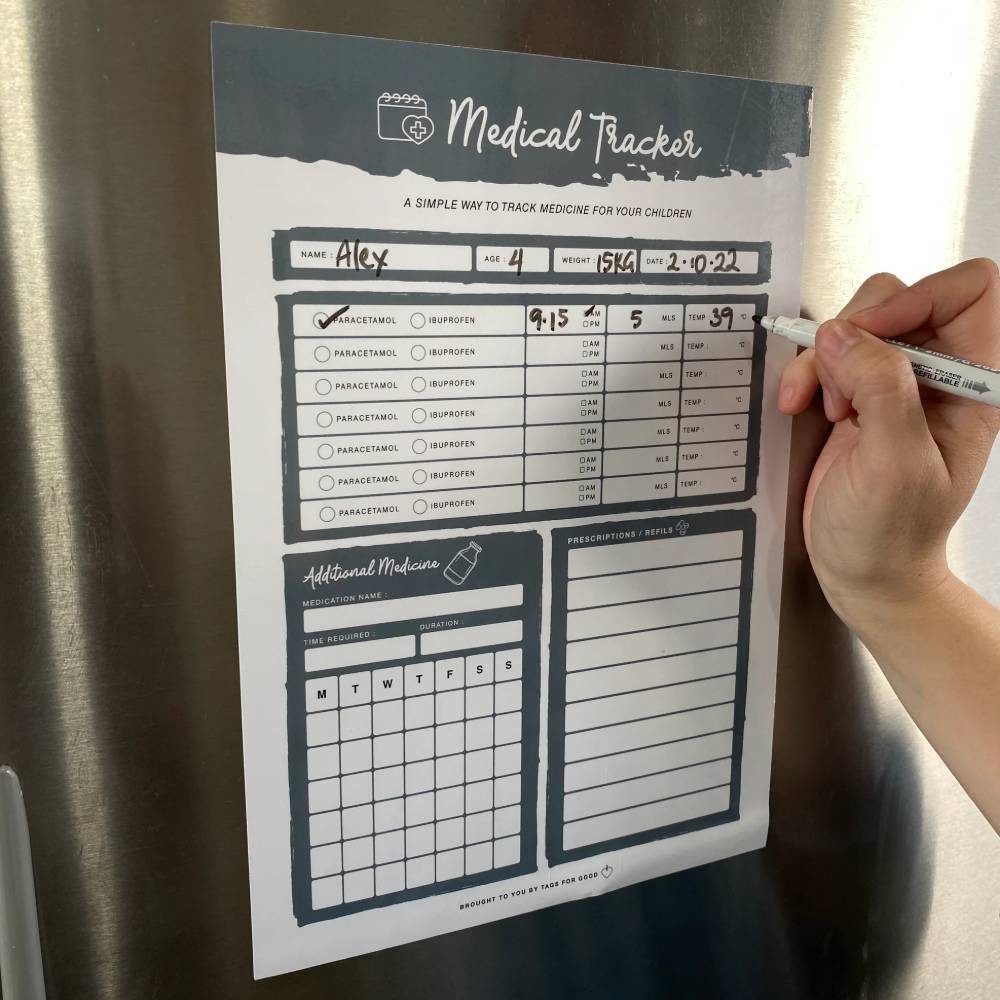Tags For Good Medical Tracker Fridge Magnet - Clementine