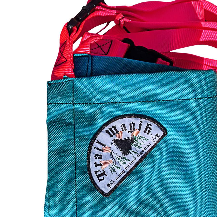 Close up of the Kid Carrier - Carribean Blue/Hot Pink