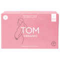 Pink box of Tom Organic Maternity pads against white background.
