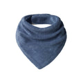 Blue cotton terry cloth bandana bib with snap closures on a white background