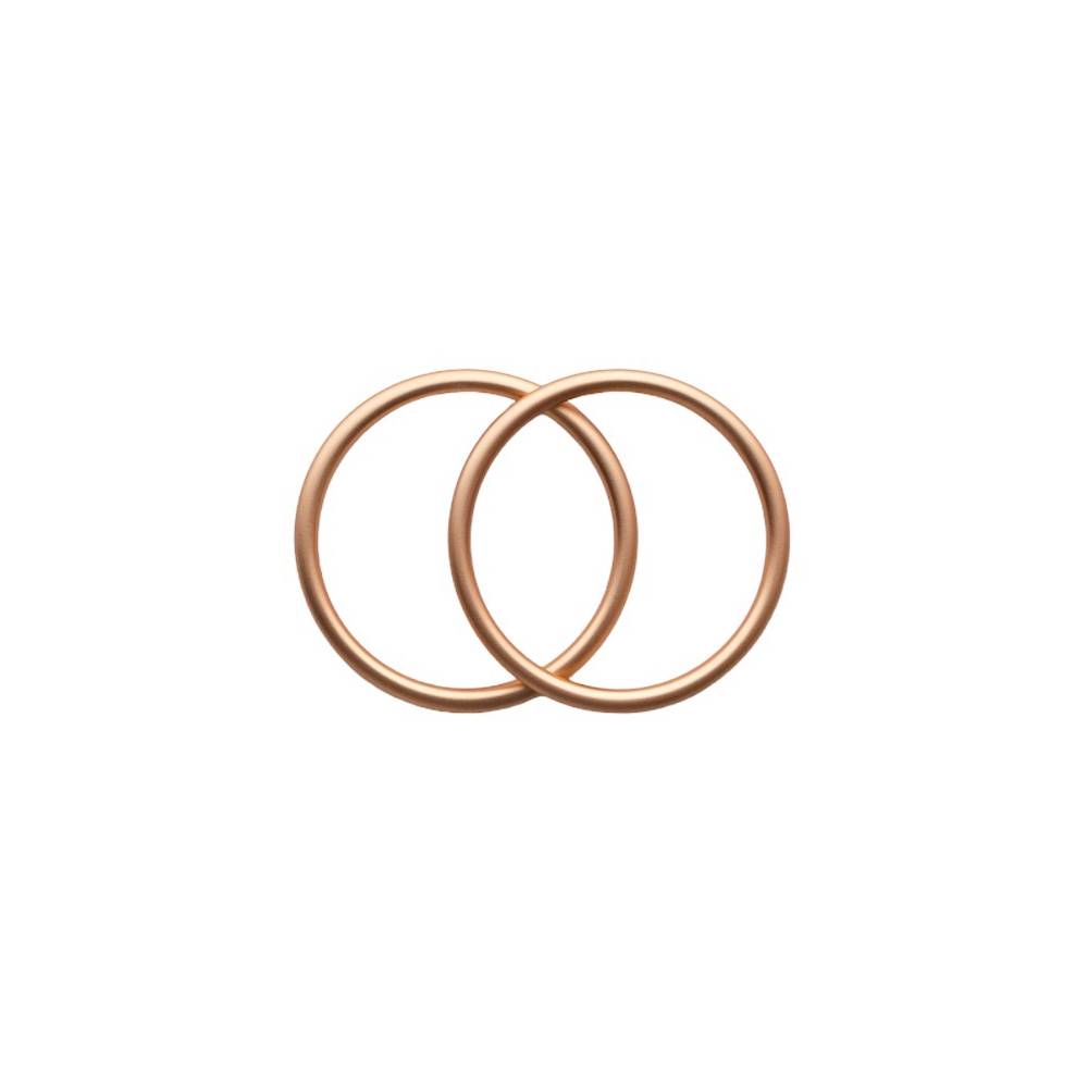 Two rose gold rings on a white background
