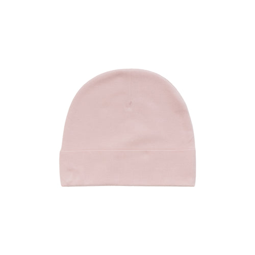 Organic Cotton Newborn Beanie - Blush Pink on a white background.