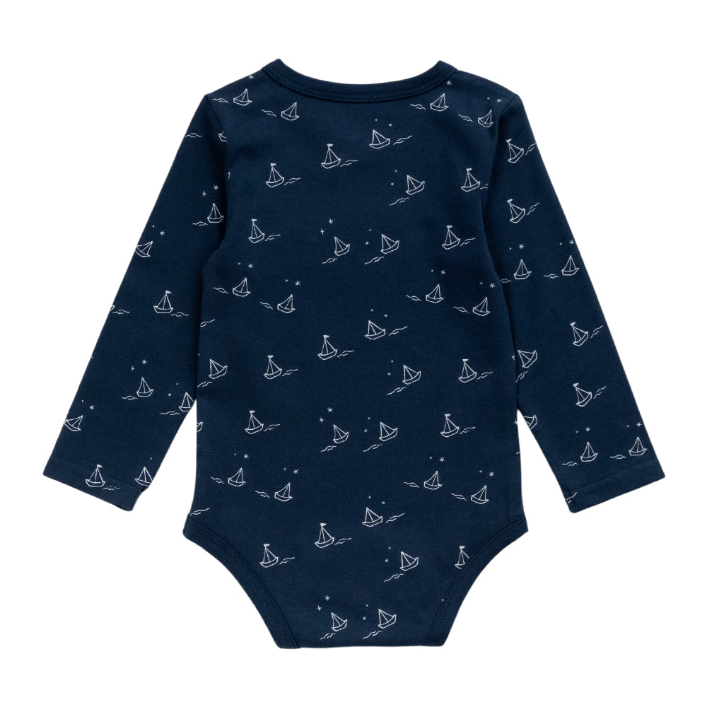 Organic Cotton Long Sleeve Bodysuit - Sailboat
