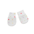 Organic Cotton Newborn Mittens - Mini Hearts on a white background. 