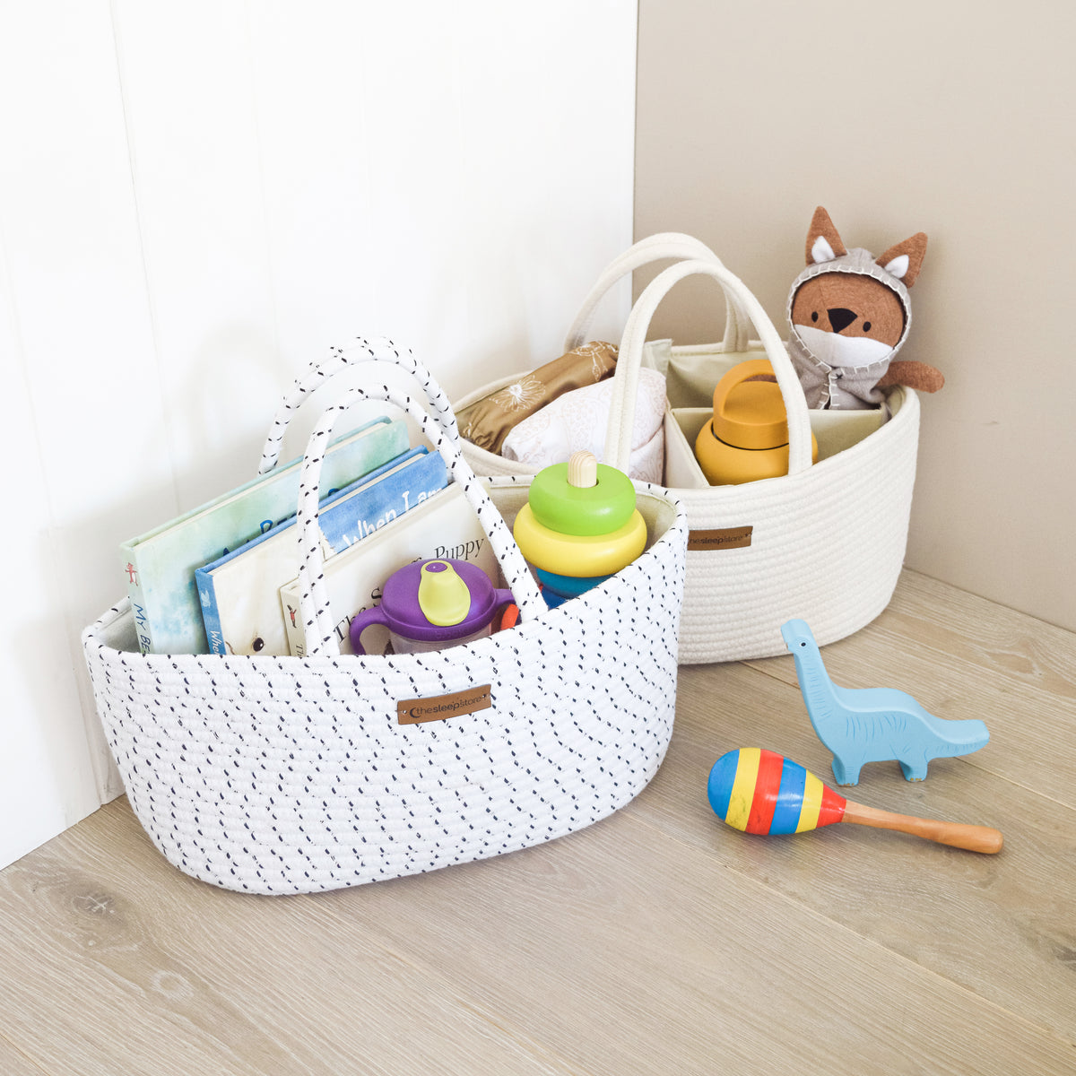 Cotton Rope Nappy Caddy - White