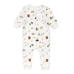 Organic Cotton Zipsuit - Farmyard