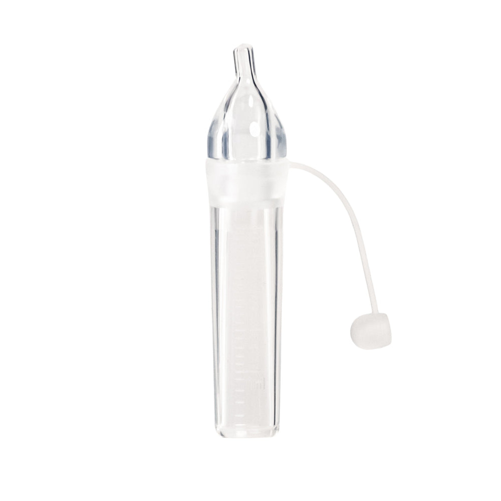Clear silicone colostrum on a white background