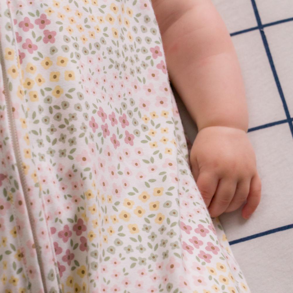 0.2 tog Organic Cotton Sleeping Bag - Pink Bea Floral