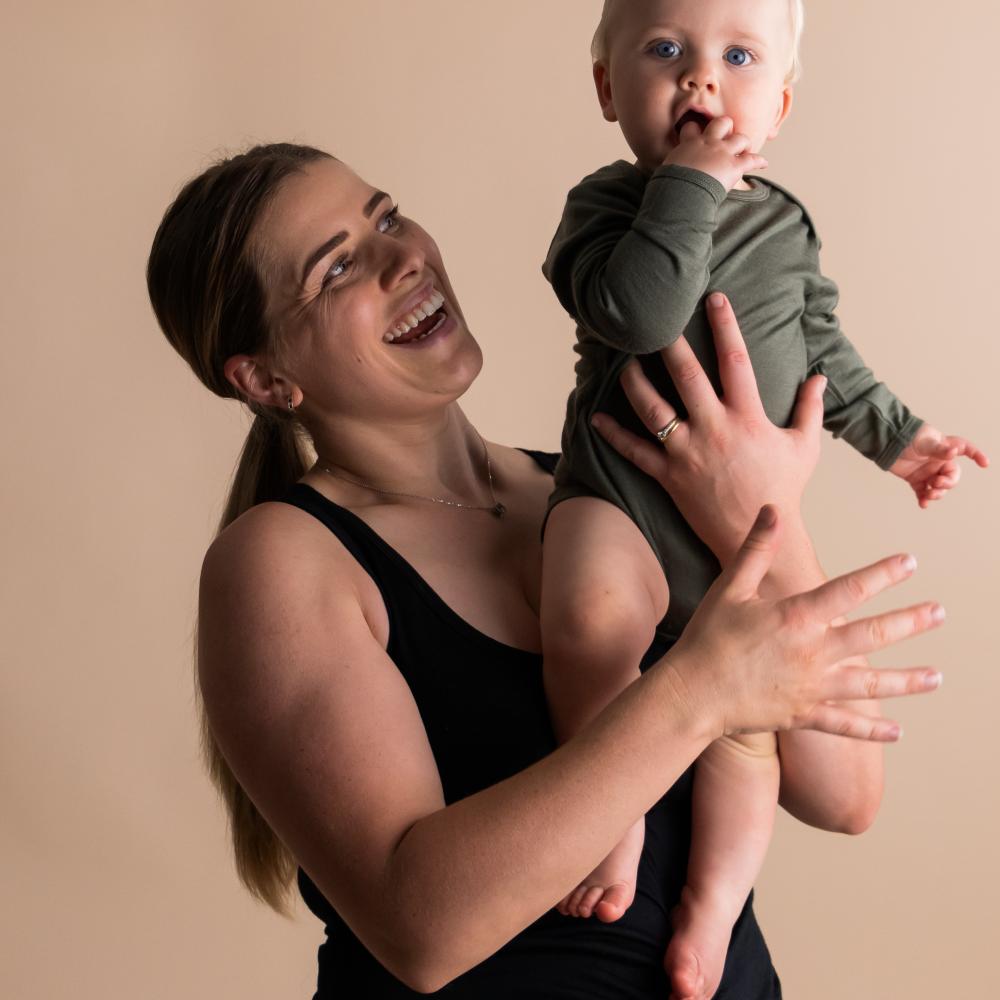 All Seasons Merino Long Sleeve Bodysuit - Milk/Leaf