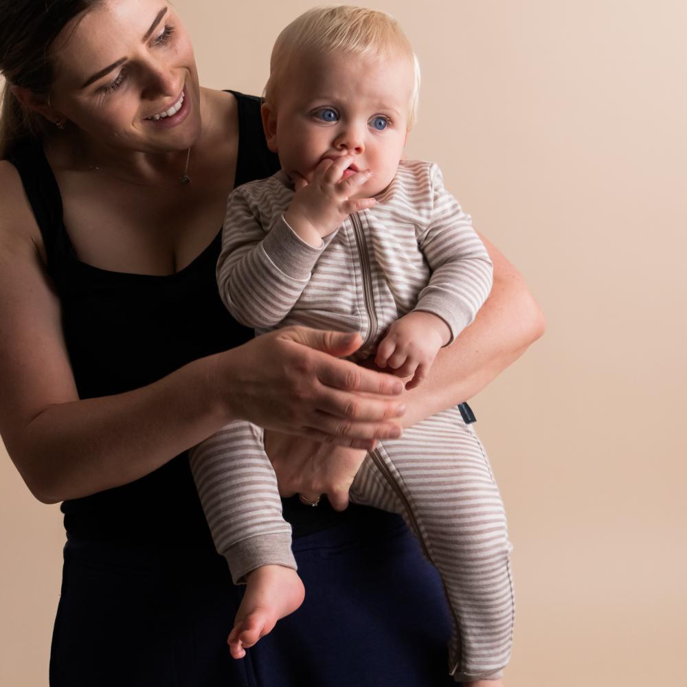 Merino Jersey Zipsuit - Honey Stripe