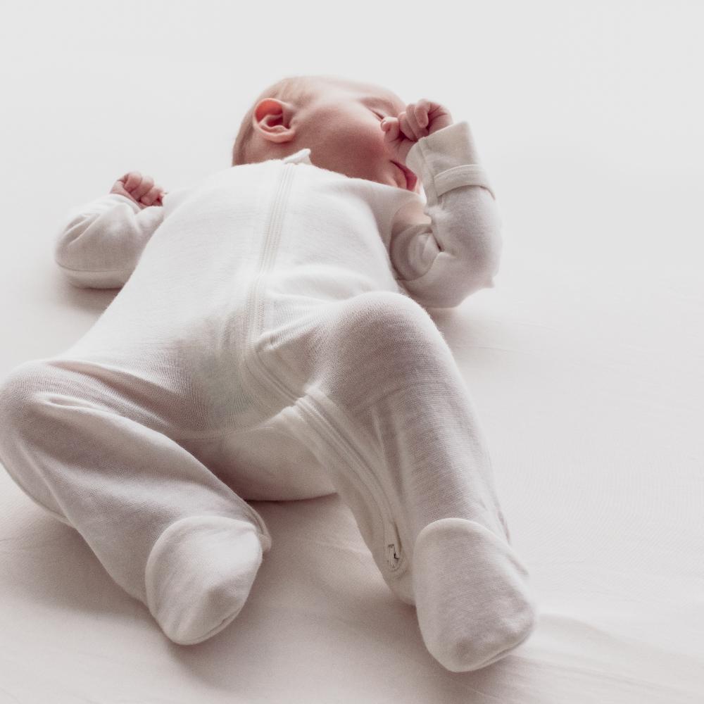 Merino Jersey Footed Zipsuit - Cream