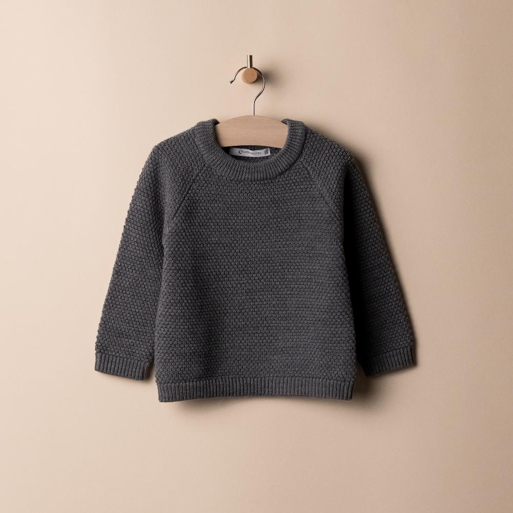 Merino Knit Crew Jumper - Grey Marl