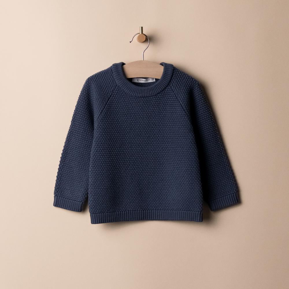 Merino Knit Crew Jumper - Blue