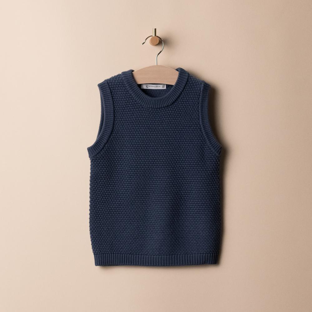 Merino Knit Vest - Blue