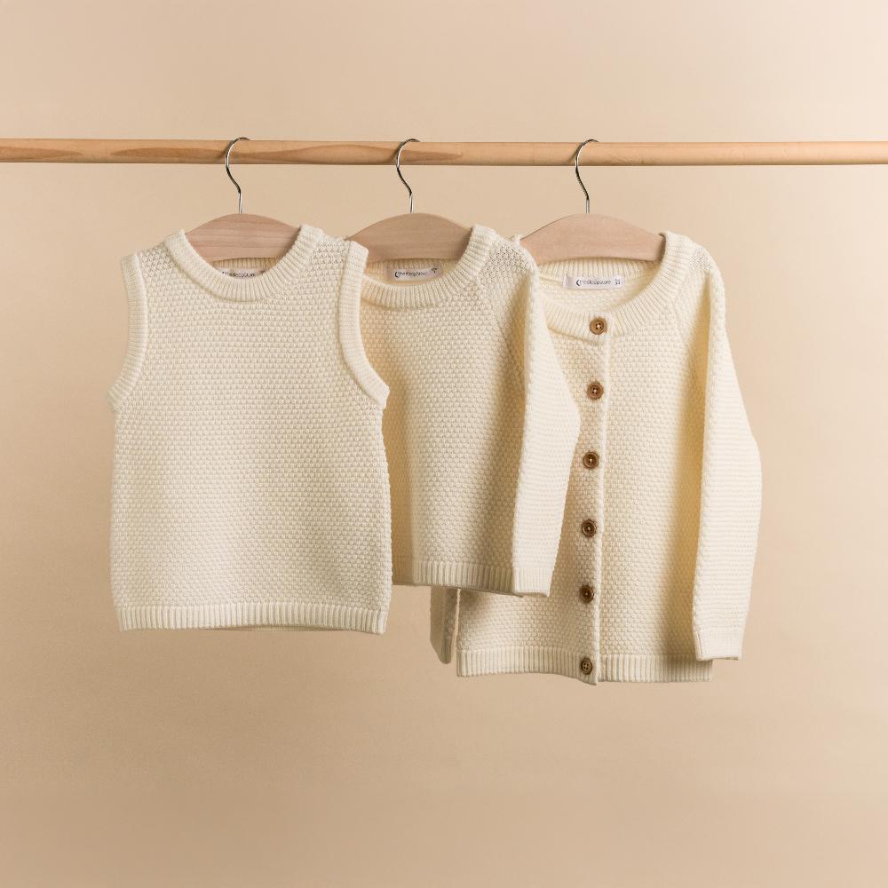 Merino Knit Crew Jumper - Natural