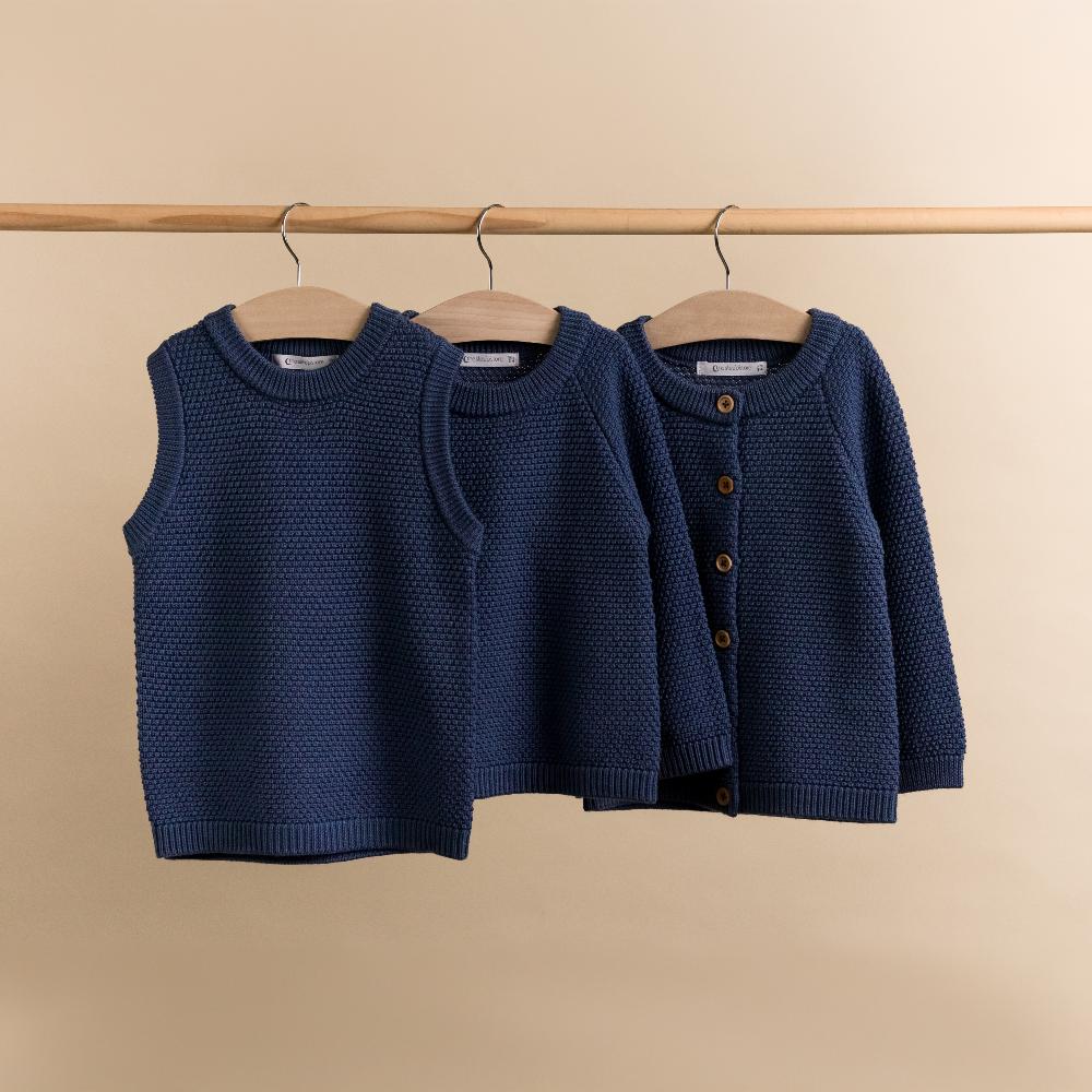 Merino Knit Crew Jumper - Blue