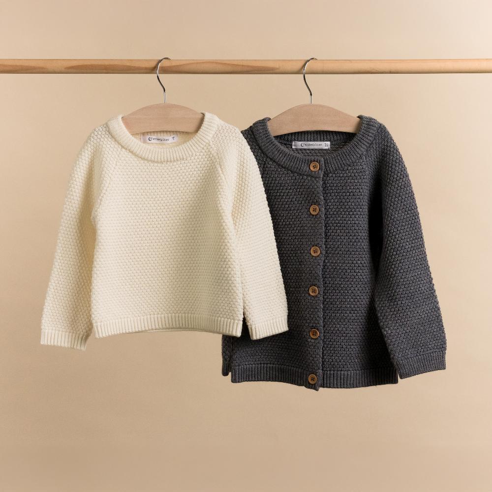 Merino Knit Cardigan - Grey Marl