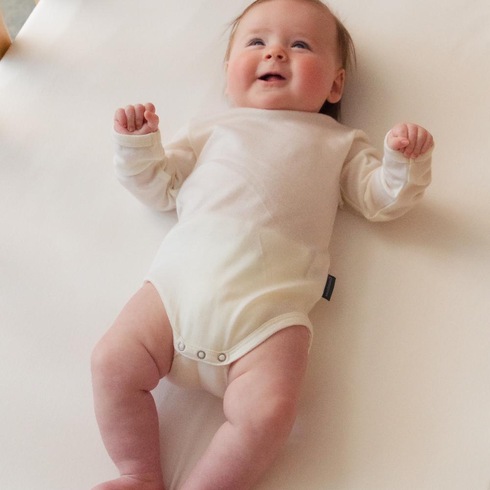 Merino Jersey Long Sleeve Bodysuit - Cream