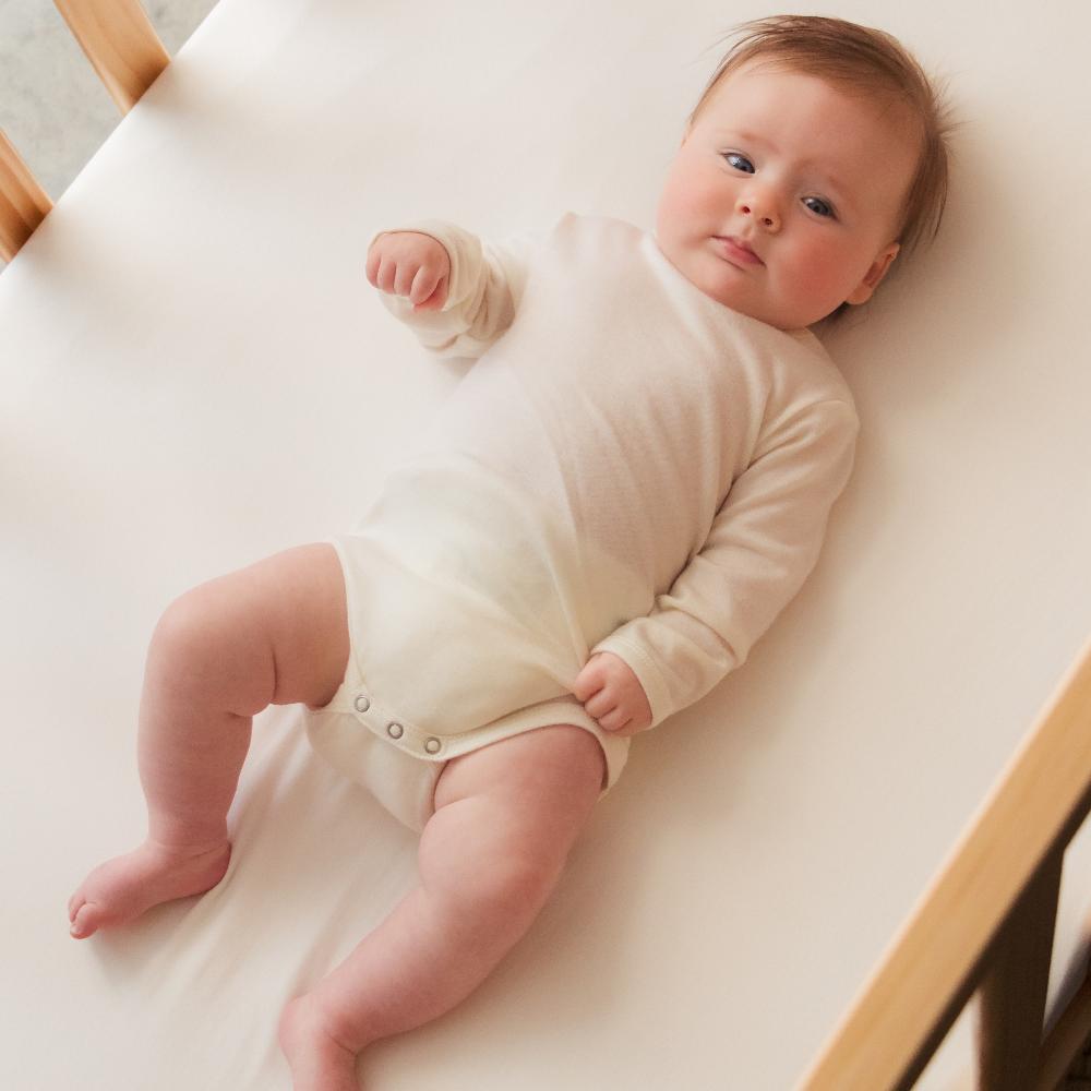 Merino Jersey Long Sleeve Bodysuit - Cream
