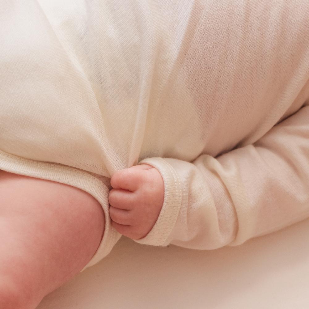 Merino Jersey Long Sleeve Bodysuit - Cream
