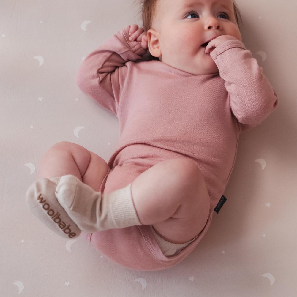 Merino Jersey Long Sleeve Bodysuit - Lily Pink