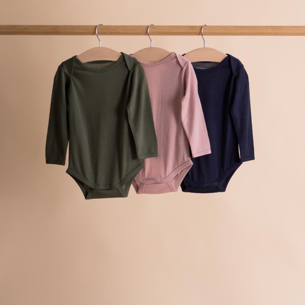 All Seasons Merino Long Sleeve Bodysuit - Milk/Elephant