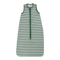 A sleeveless cotton baby sleep sack with our pine stripe print, shown flat against a white background.
