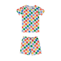 Organic Cotton Short Sleeve Pyjamas - Check