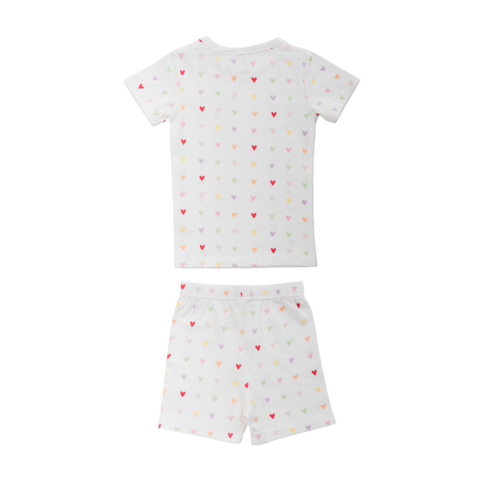 Organic Cotton Short Sleeve Pyjamas - Mini Hearts