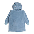 Blue Towelling Hoodie with a shark hood and front pocket on a white background