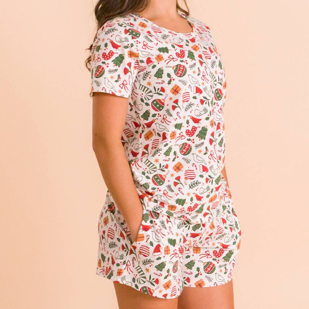 Organic Cotton Adult Scoop PJ Top - Christmas
